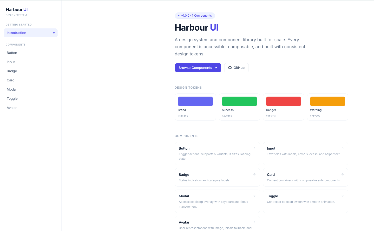Harbour UI portfolio