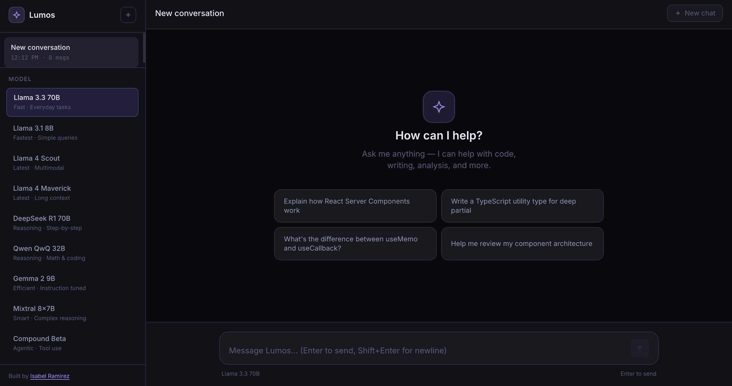 Lumos AI Chat portfolio